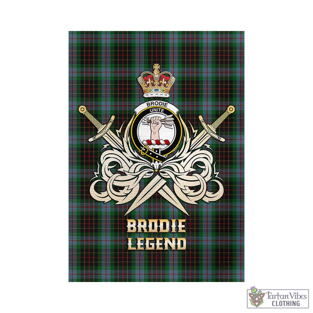 Tartan Vibes Clothing Brodie Hunting Tartan Flag with Clan Crest and the Golden Sword of Courageous Legacy