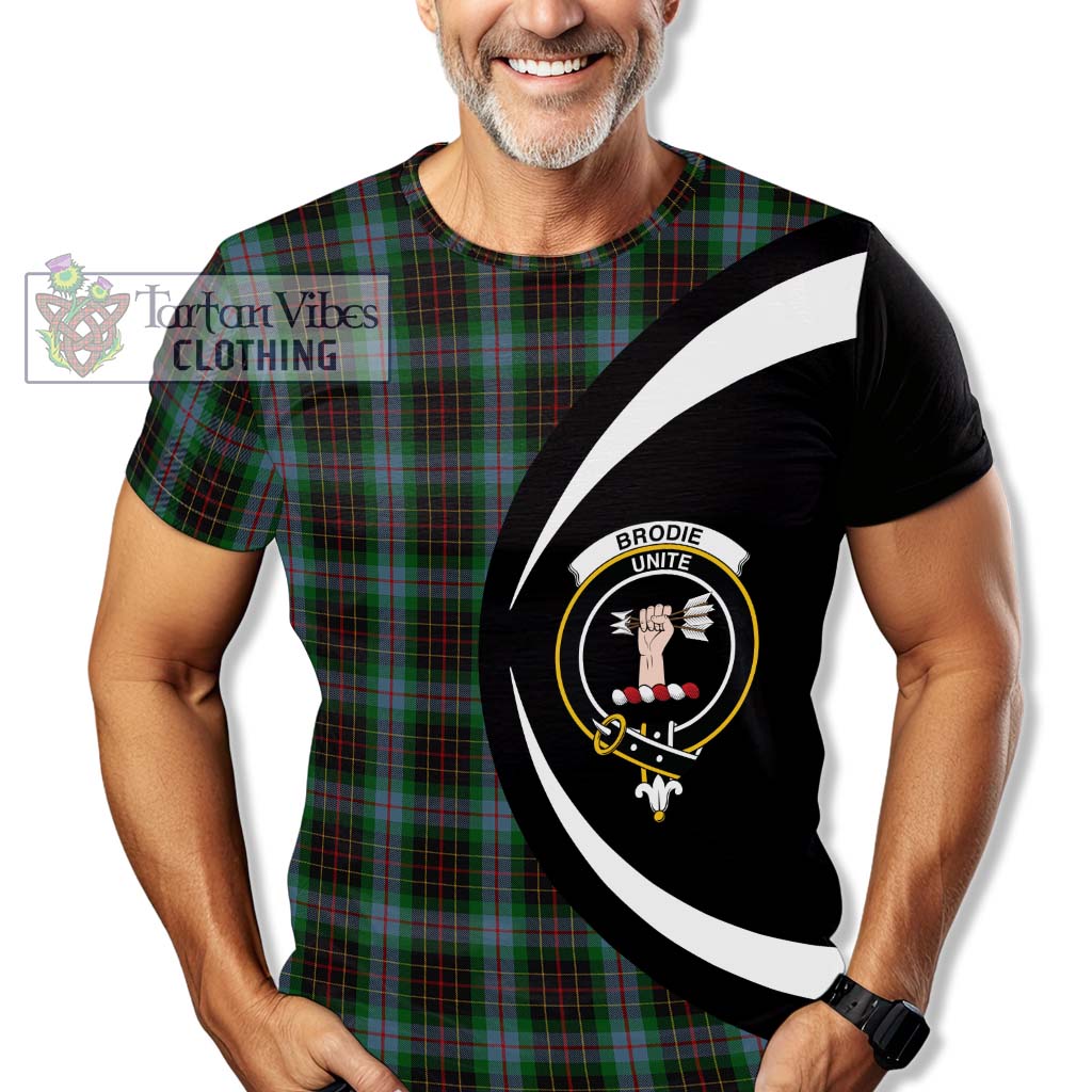 Tartan Vibes Clothing Brodie Hunting Tartan T-Shirt with Family Crest Circle Style