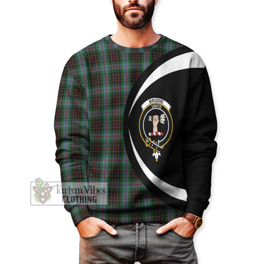 Brodie Hunting Tartan Sweatshirt with Family Crest Circle Style - Tartan Vibes Clothing