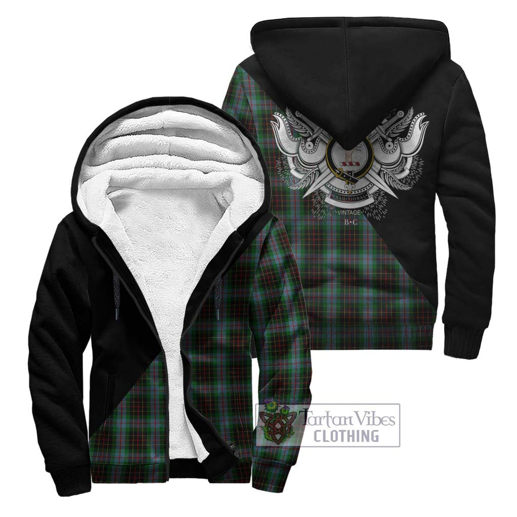 Brodie Hunting Tartan Sherpa Hoodie with Family Crest and Military Logo Style Unisex - Tartanvibesclothing Shop