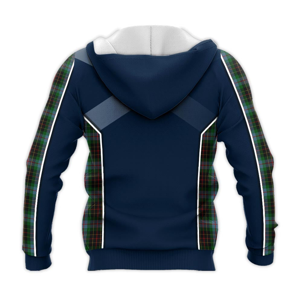 Tartan Vibes Clothing Brodie Hunting Tartan Knitted Hoodie with Family Crest and Scottish Thistle Vibes Sport Style