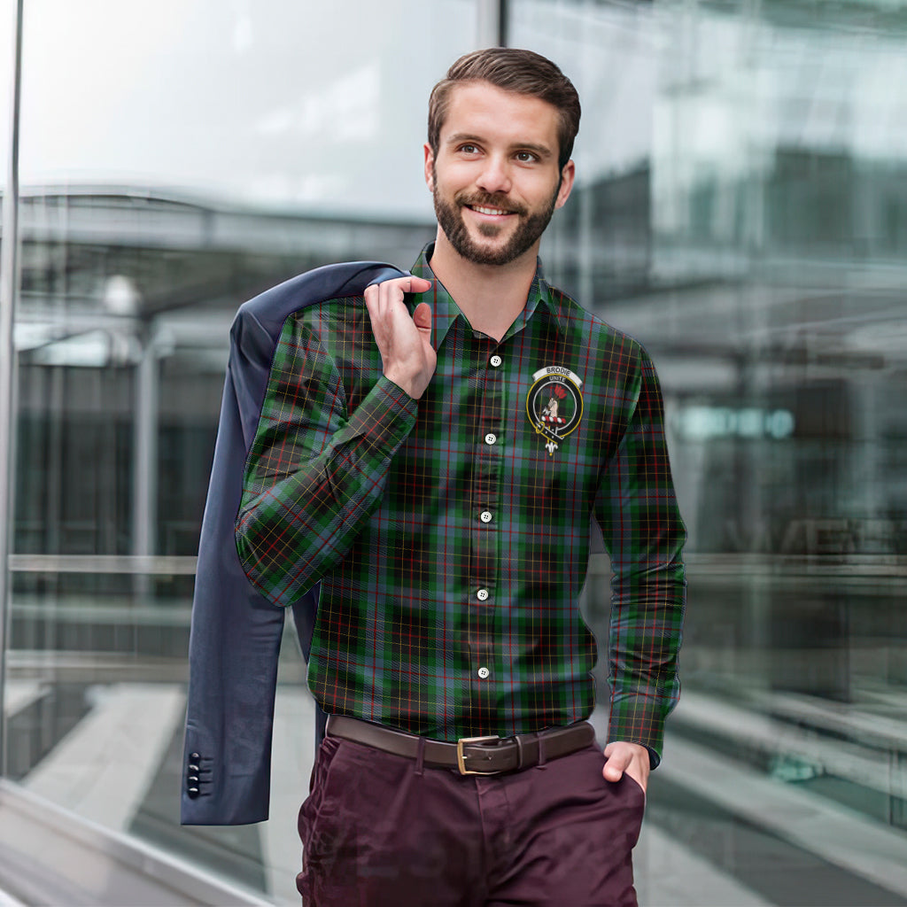 Brodie Hunting Tartan Long Sleeve Button Up Shirt with Family Crest - Tartanvibesclothing