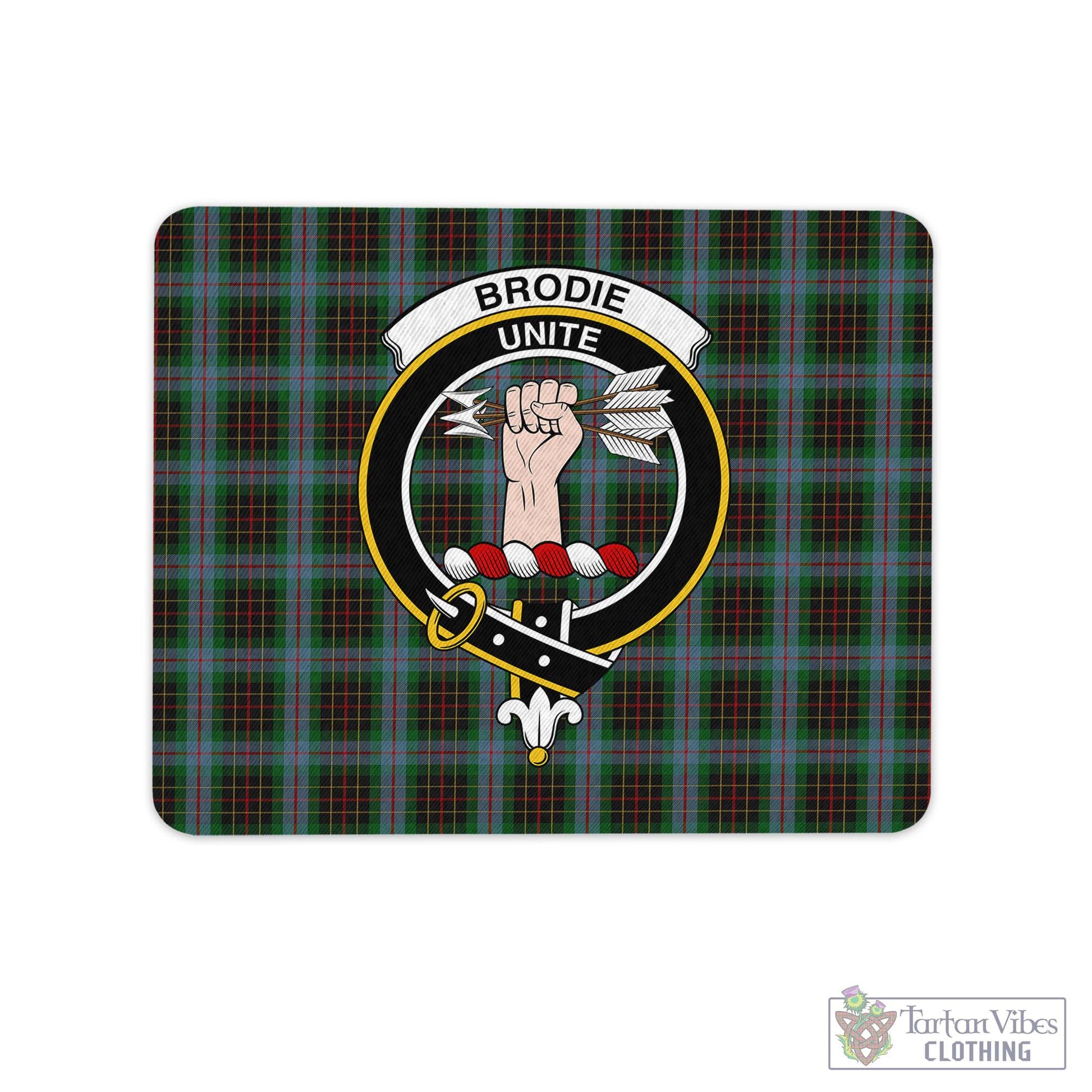 Tartan Vibes Clothing Brodie Hunting Tartan Mouse Pad with Family Crest