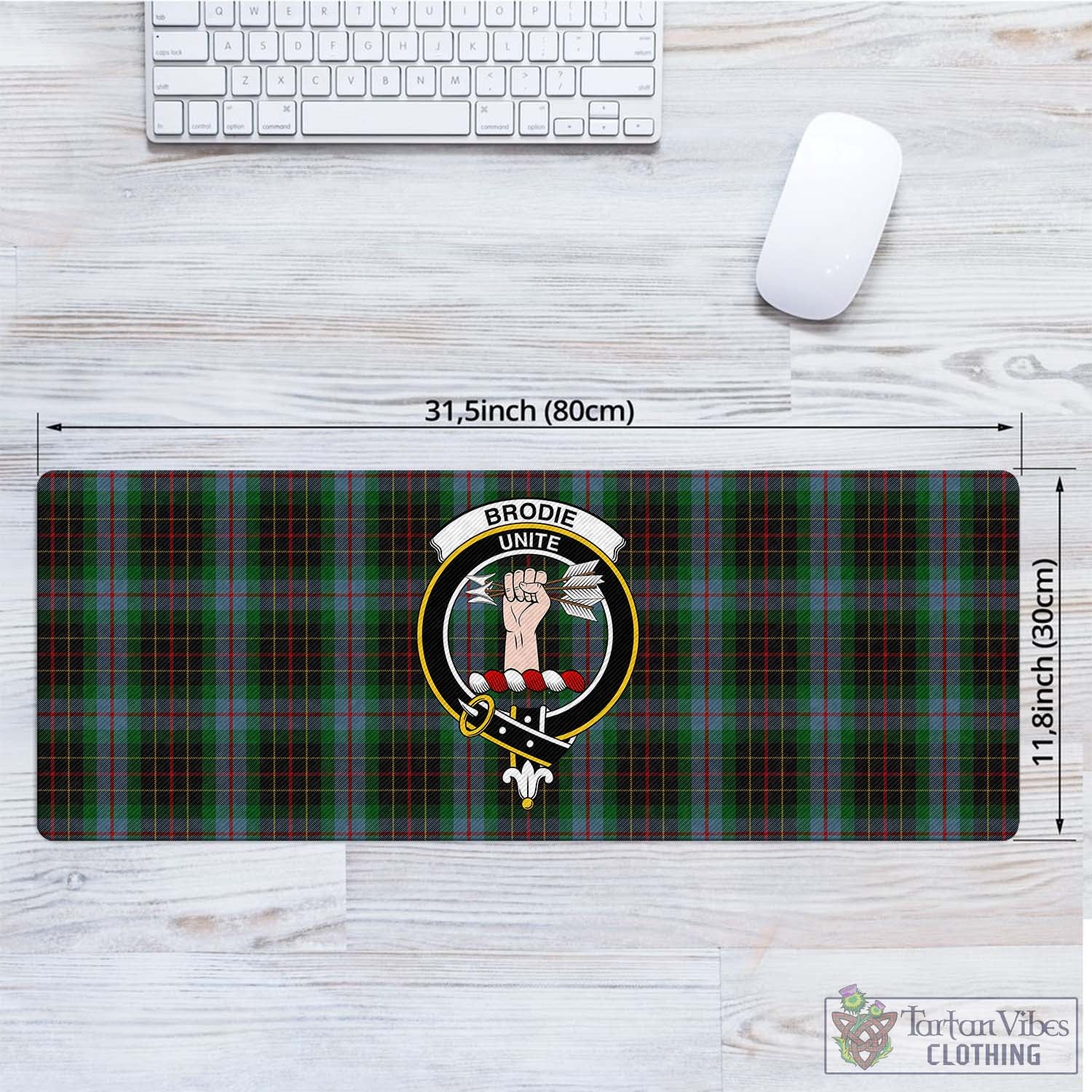 Tartan Vibes Clothing Brodie Hunting Tartan Mouse Pad with Family Crest