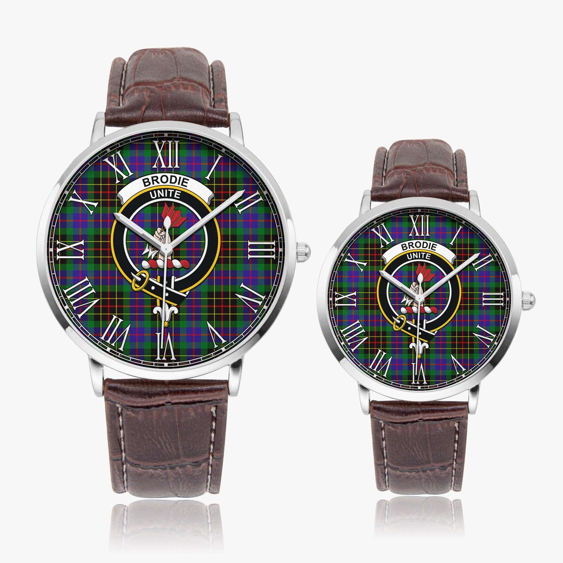 Brodie Hunting Modern Tartan Family Crest Leather Strap Quartz Watch - Tartanvibesclothing