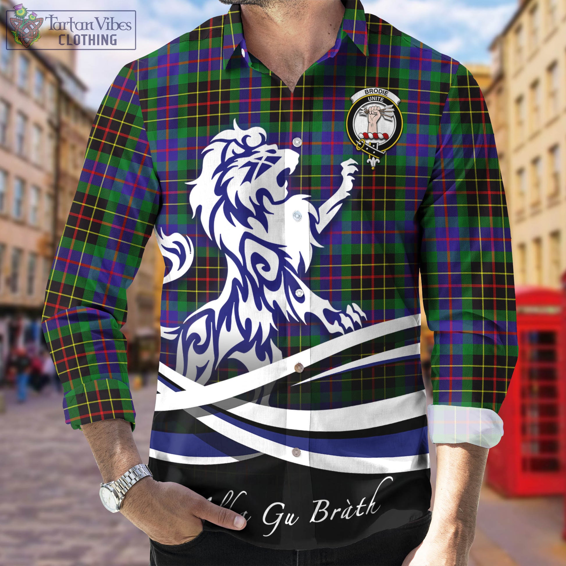 brodie-hunting-modern-tartan-long-sleeve-button-up-shirt-with-alba-gu-brath-regal-lion-emblem