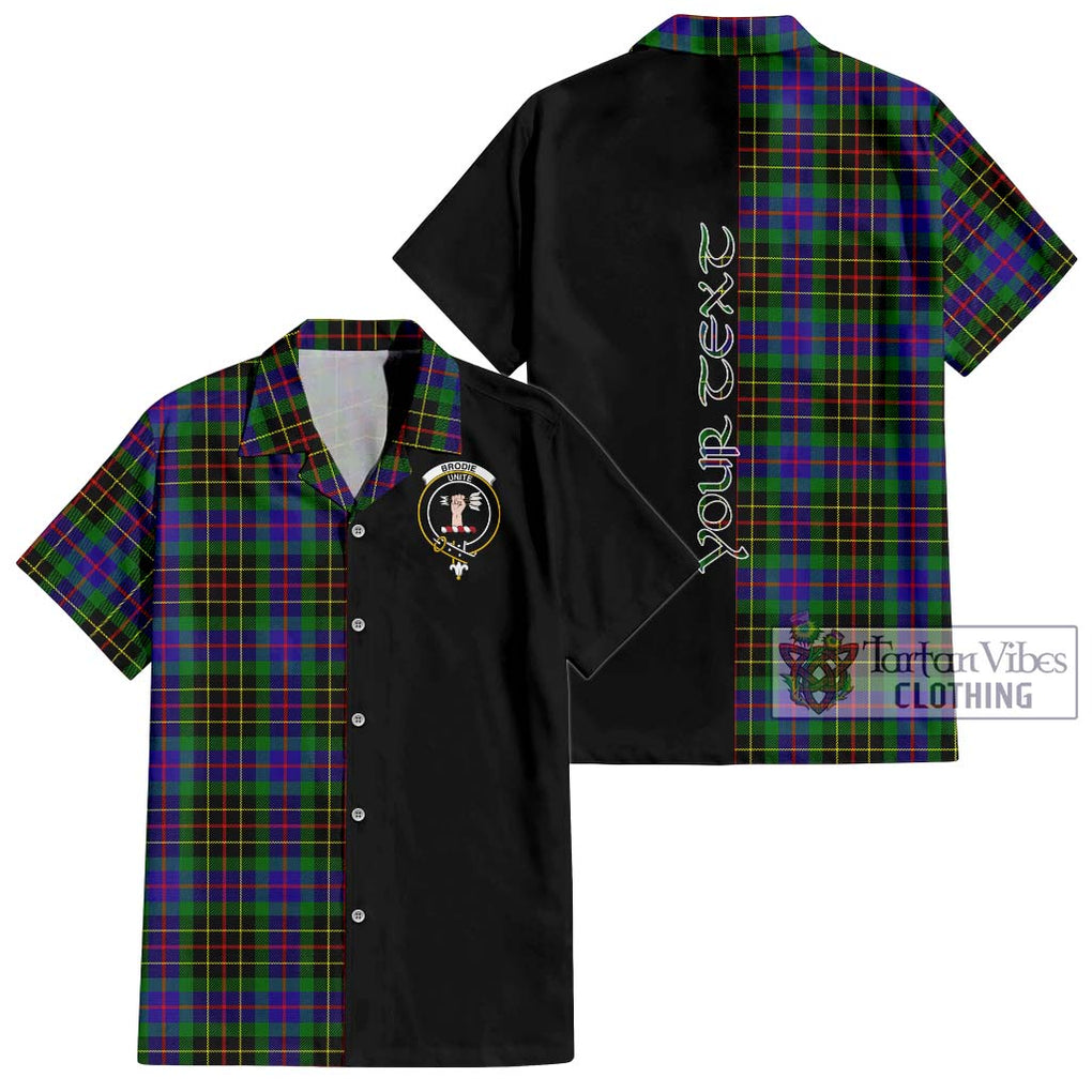 Brodie Hunting Modern Tartan Short Sleeve Button Shirt with Family Crest and Half Of Me Style Kid - Tartanvibesclothing Shop