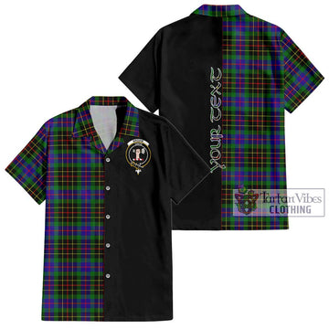 Brodie Hunting Modern Tartan Short Sleeve Button Shirt with Family Crest and Half Of Me Style