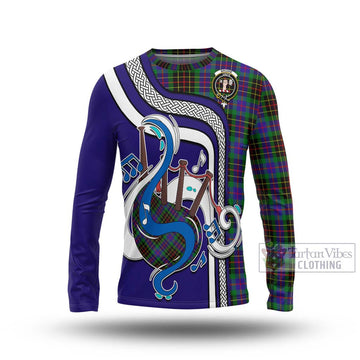 Brodie Hunting Modern Tartan Long Sleeve T-Shirt with Epic Bagpipe Style