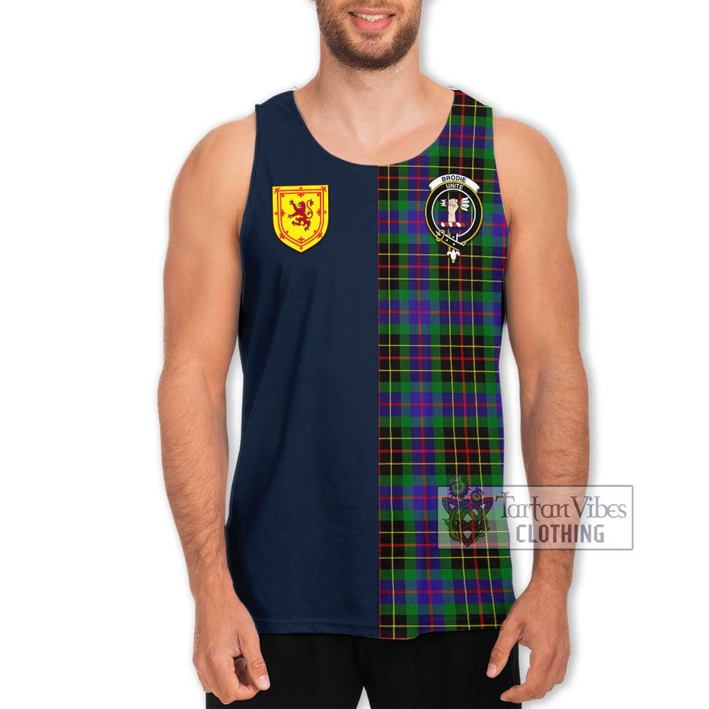 Tartan Vibes Clothing Brodie Hunting Modern Tartan Men's Tank Top with Scottish Lion Royal Arm Half Style