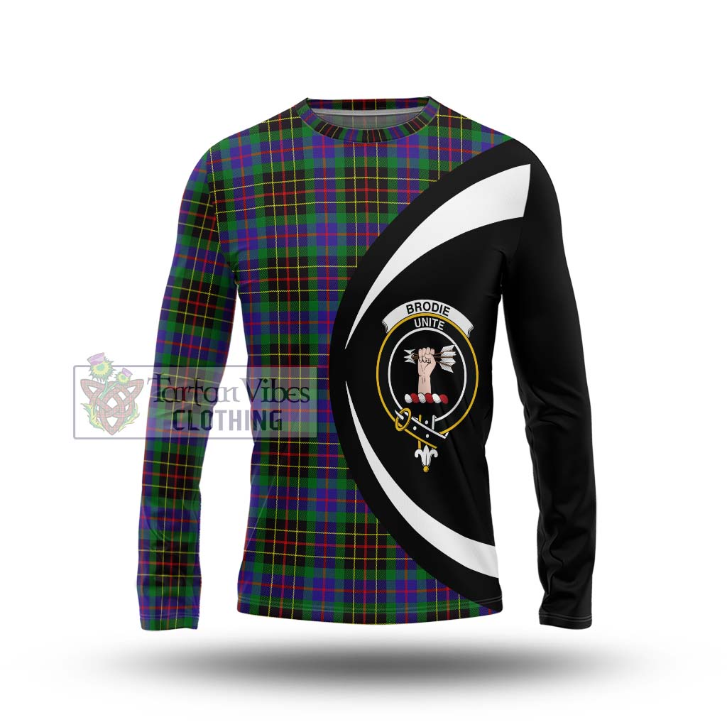 Brodie Hunting Modern Tartan Long Sleeve T-Shirt with Family Crest Circle Style Unisex - Tartan Vibes Clothing