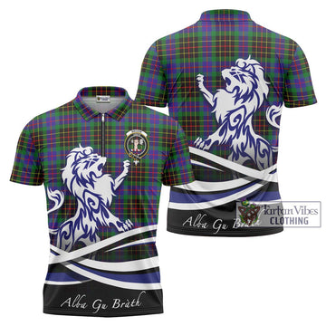 Brodie Hunting Modern Tartan Zipper Polo Shirt with Alba Gu Brath Regal Lion Emblem