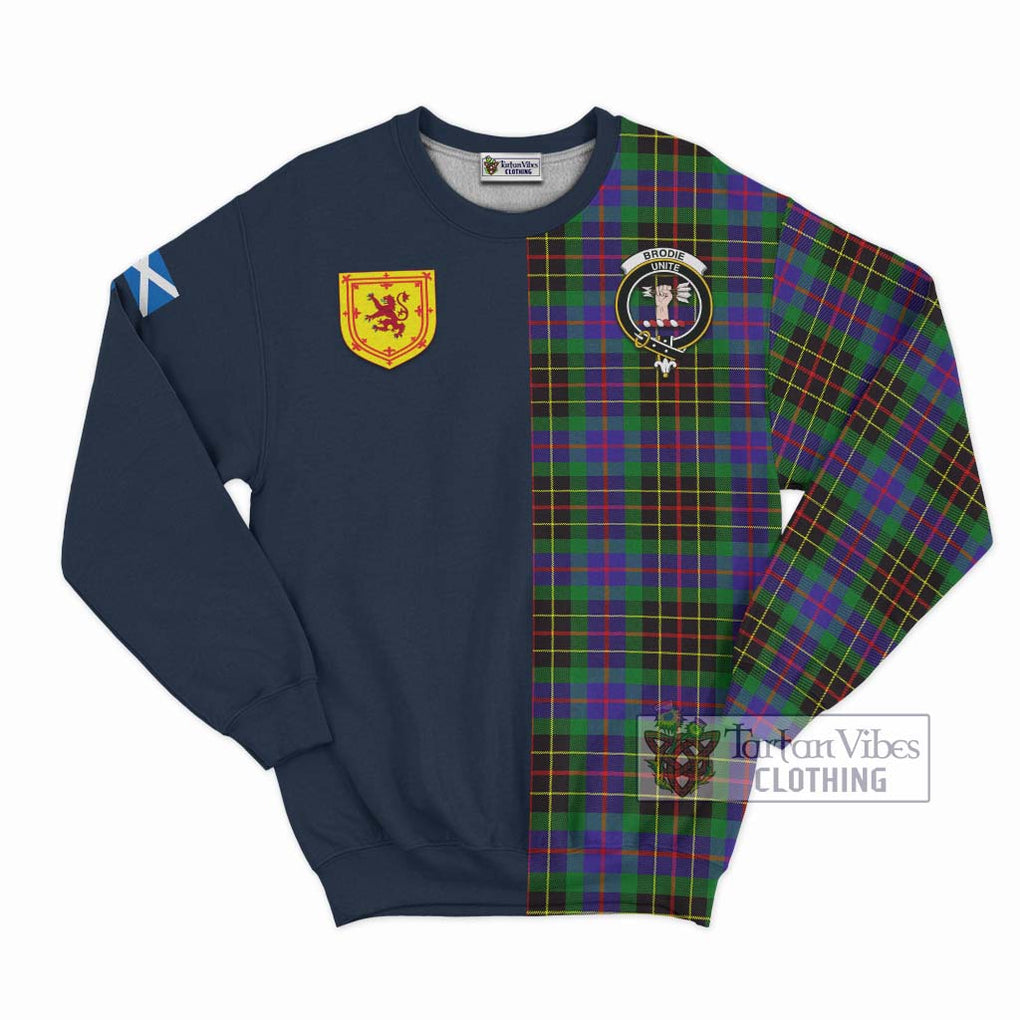 Tartan Vibes Clothing Brodie Hunting Modern Tartan Sweatshirt with Scottish Lion Royal Arm Half Style