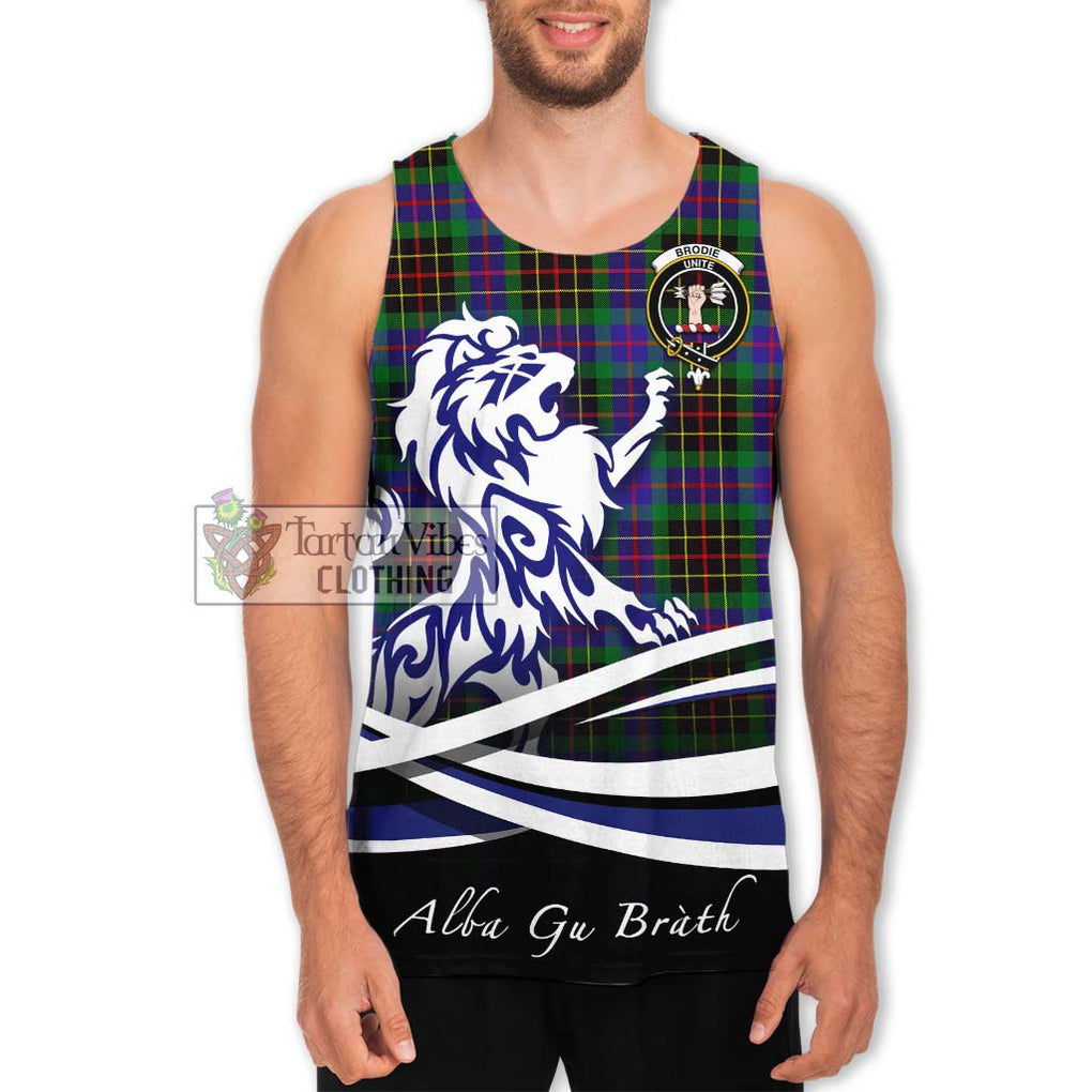 Brodie Hunting Modern Tartan Men's Tank Top with Alba Gu Brath Regal Lion Emblem Men - Tartanvibesclothing Shop