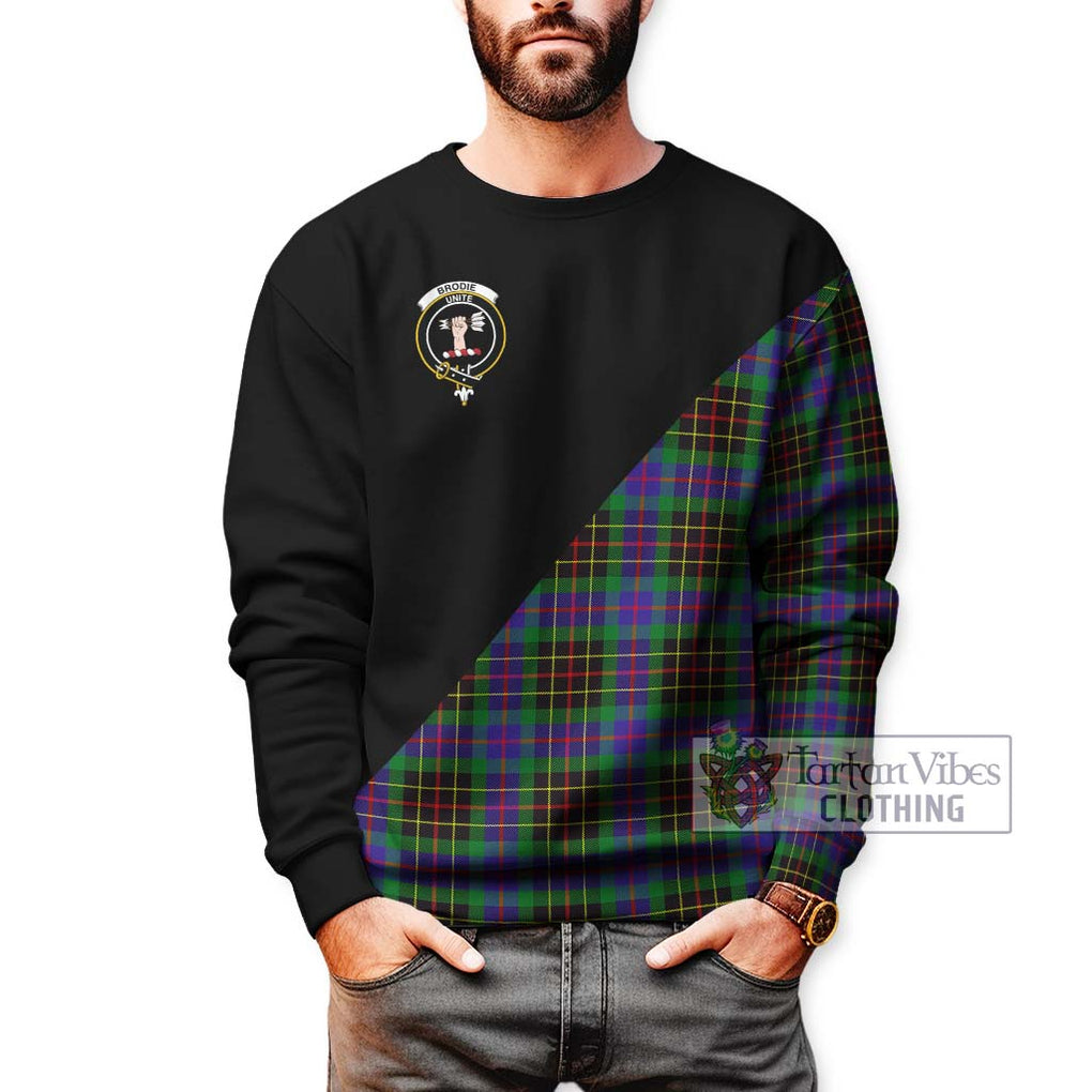 Brodie Hunting Modern Tartan Sweatshirt with Family Crest and Military Logo Style Unisex - Tartanvibesclothing Shop