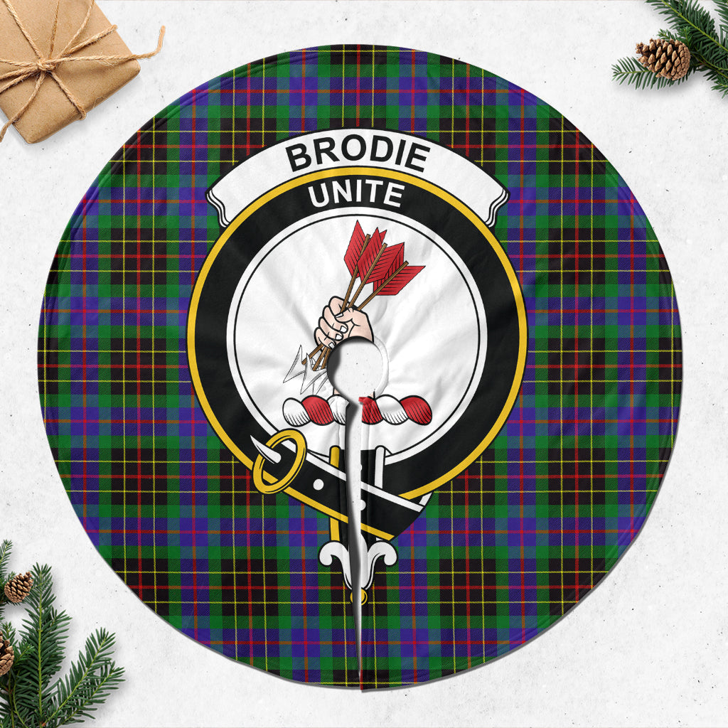 Brodie Hunting Modern Tartan Christmas Tree Skirt with Family Crest - Tartanvibesclothing