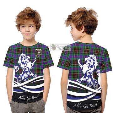 Brodie Hunting Modern Tartan Kid T-Shirt with Alba Gu Brath Regal Lion Emblem