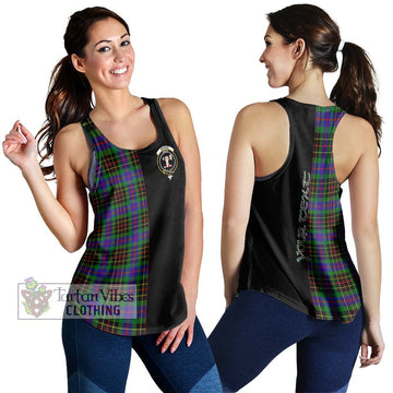 Brodie Hunting Modern Tartan Women's Racerback Tanks with Family Crest and Half Of Me Style