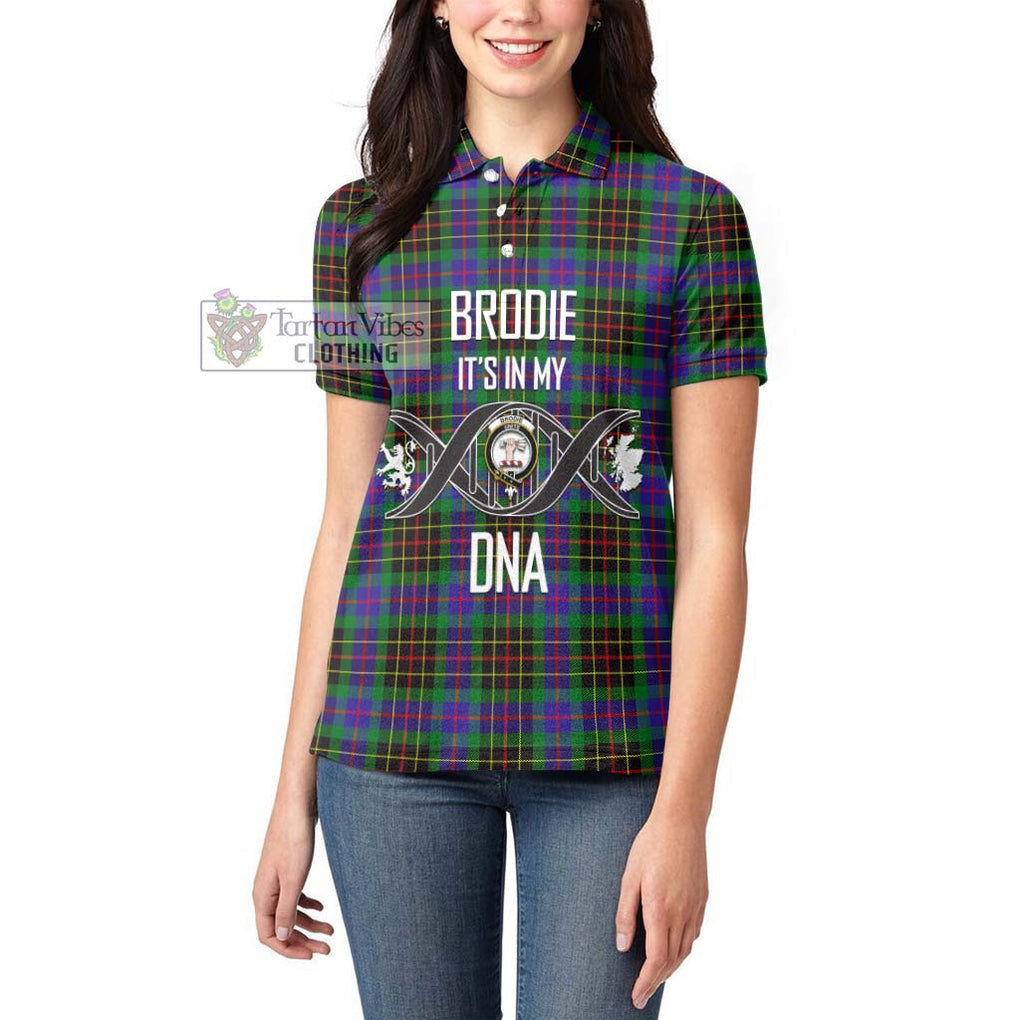 Brodie Hunting Modern Tartan Women's Polo Shirt with Family Crest DNA In Me Style Women - Tartanvibesclothing Shop