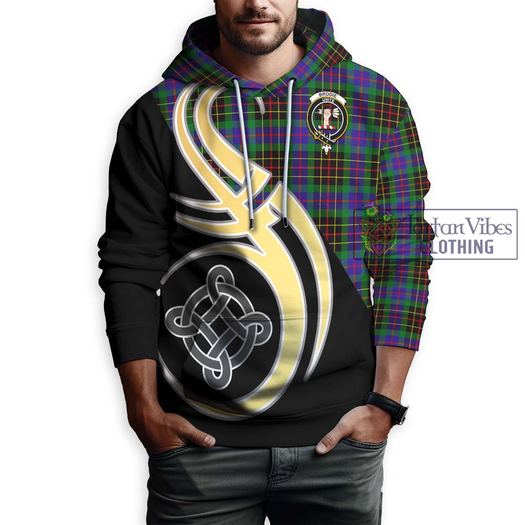 Brodie Hunting Modern Tartan Hoodie with Family Crest and Celtic Symbol Style Zip Hoodie - Tartan Vibes Clothing