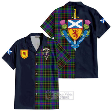 Brodie Hunting Modern Tartan Short Sleeve Button Shirt Alba with Scottish Lion Royal Arm Half Style