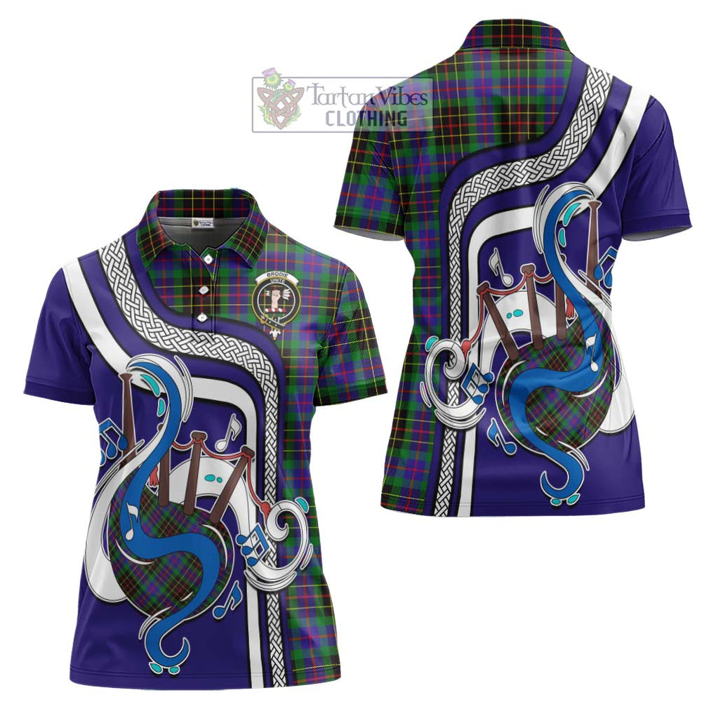 Brodie Hunting Modern Tartan Women's Polo Shirt with Epic Bagpipe Style Women - Tartanvibesclothing Shop