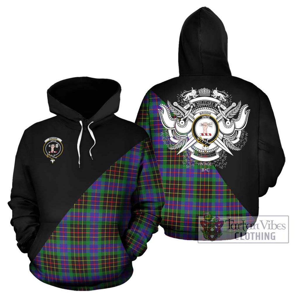 Brodie Hunting Modern Tartan Hoodie with Family Crest and Military Logo Style Zip Hoodie - Tartanvibesclothing Shop