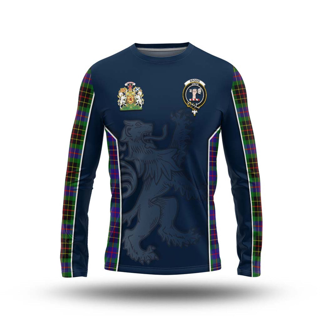 Brodie Hunting Modern Tartan Long Sleeve T-Shirt with Family Crest and Lion Rampant Vibes Sport Style Unisex - Tartan Vibes Clothing