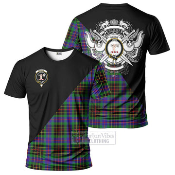 Brodie Hunting Modern Tartan T-Shirt with Family Crest and Military Logo Style