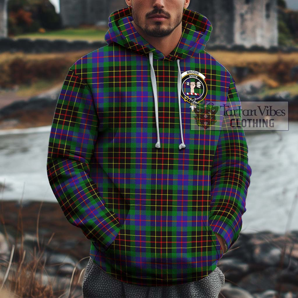 Brodie Hunting Modern Tartan Cotton Hoodie with Family Crest Pullover Hoodie XS - Tartan Vibes Clothing