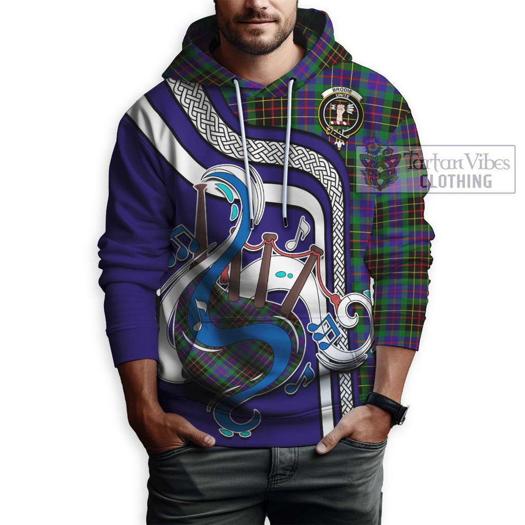 Brodie Hunting Modern Tartan Hoodie with Epic Bagpipe Style Zip Hoodie - Tartanvibesclothing Shop