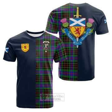 Brodie Hunting Modern Tartan Cotton T-shirt Alba with Scottish Lion Royal Arm Half Style