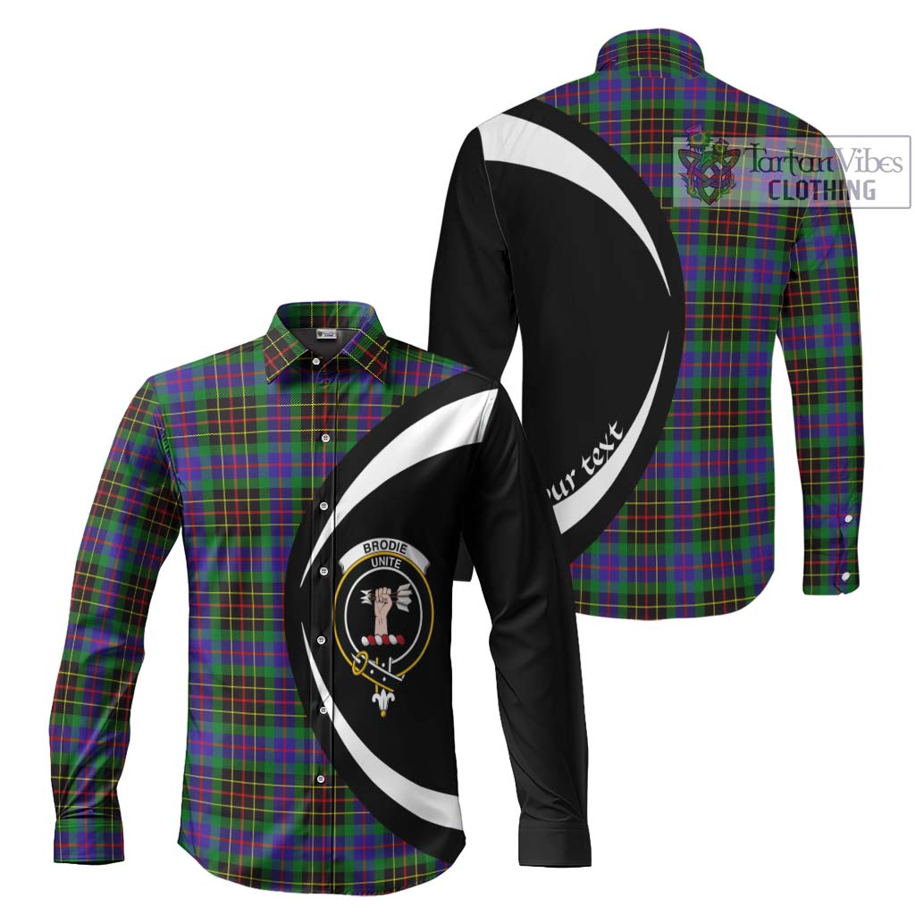 Brodie Hunting Modern Tartan Long Sleeve Button Up with Family Crest Circle Style Men's Shirt S - Tartan Vibes Clothing