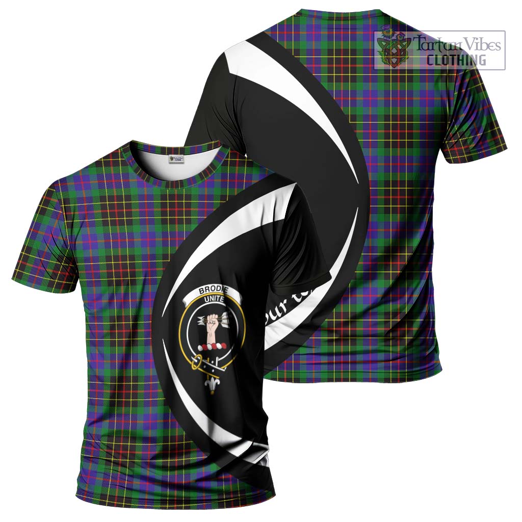 Tartan Vibes Clothing Brodie Hunting Modern Tartan T-Shirt with Family Crest Circle Style