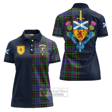 Brodie Hunting Modern Tartan Women's Polo Shirt Alba with Scottish Lion Royal Arm Half Style