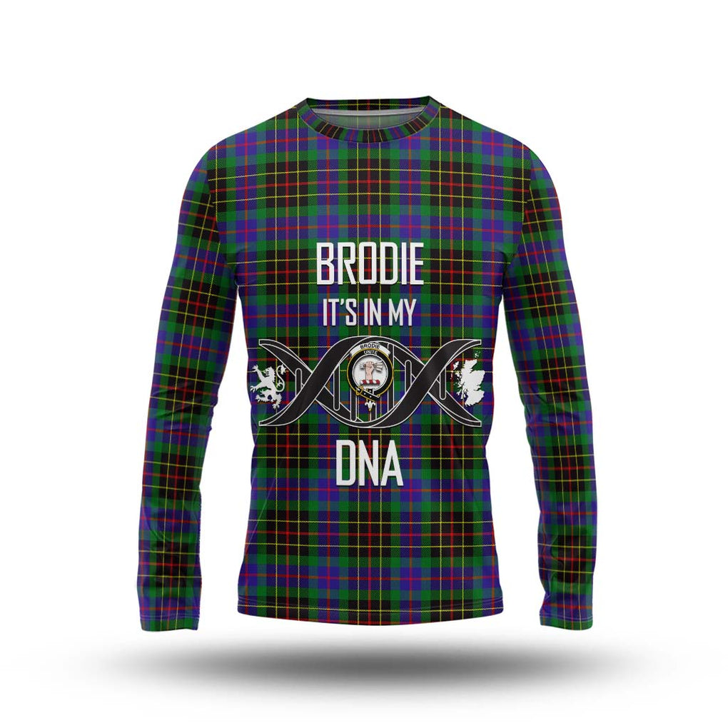 Brodie Hunting Modern Tartan Long Sleeve T-Shirt with Family Crest DNA In Me Style Unisex - Tartanvibesclothing Shop