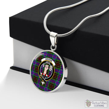 Brodie Hunting Modern Tartan Circle Necklace with Family Crest