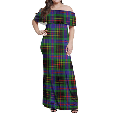 Brodie Hunting Modern Tartan Off Shoulder Long Dress