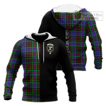 Brodie Hunting Modern Tartan Knitted Hoodie with Family Crest and Half Of Me Style