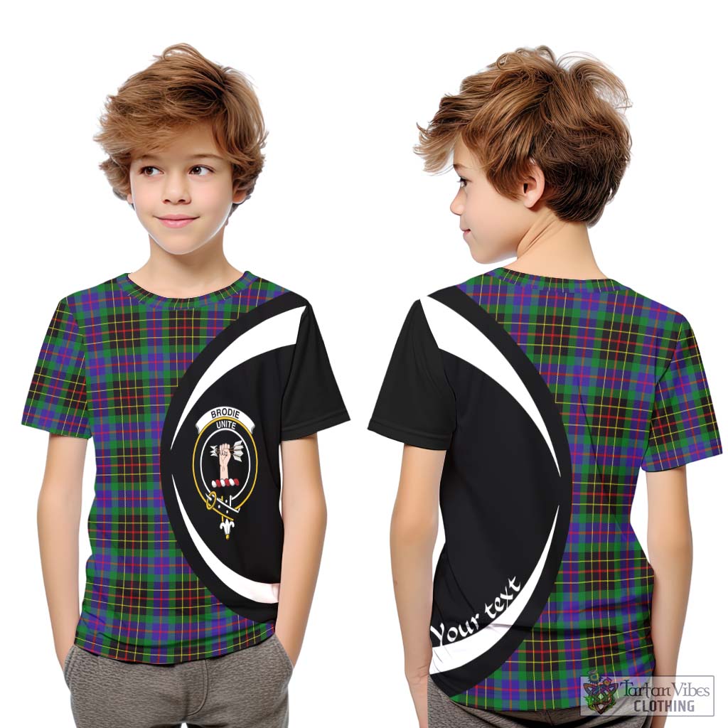 Brodie Hunting Modern Tartan Kid T-Shirt with Family Crest Circle Style Youth XL Size14 - Tartan Vibes Clothing