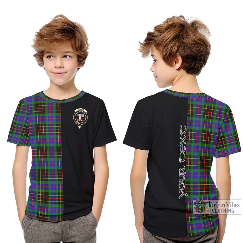 Brodie Hunting Modern Tartan Kid T-Shirt with Family Crest and Half Of Me Style Youth XL Size14 - Tartanvibesclothing Shop