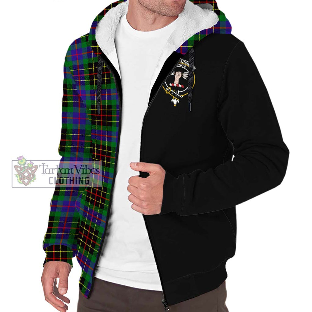 Brodie Hunting Modern Tartan Sherpa Hoodie with Family Crest and Half Of Me Style Unisex S - Tartanvibesclothing Shop