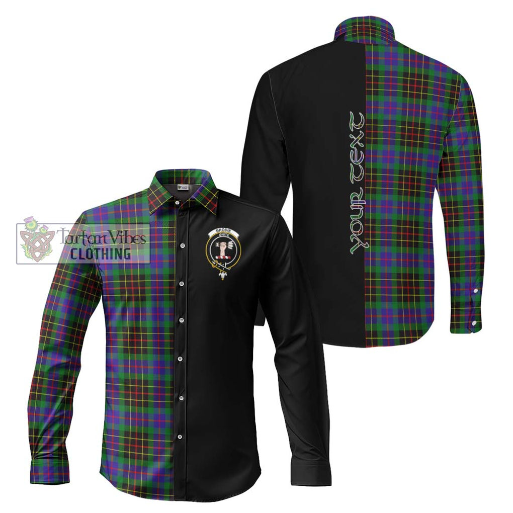 Brodie Hunting Modern Tartan Long Sleeve Button Shirt with Family Crest and Half Of Me Style Men's Shirt S - Tartanvibesclothing Shop