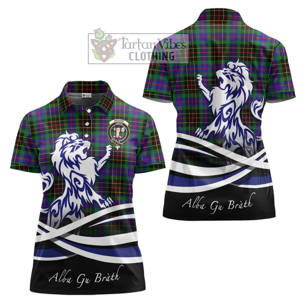 Brodie Hunting Modern Tartan Women's Polo Shirt with Alba Gu Brath Regal Lion Emblem Women - Tartanvibesclothing Shop