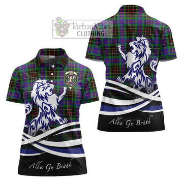 Brodie Hunting Modern Tartan Women's Polo Shirt with Alba Gu Brath Regal Lion Emblem