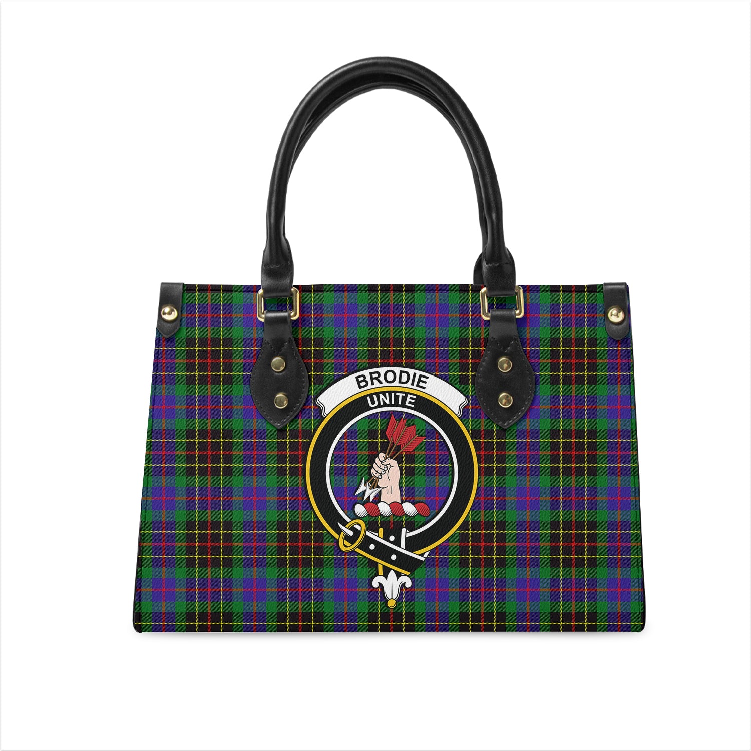 Brodie Hunting Modern Tartan Leather Bag with Family Crest One Size 29*11*20 cm - Tartanvibesclothing