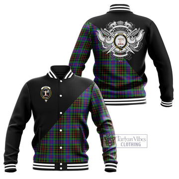 Brodie Hunting Modern Tartan Baseball Jacket with Family Crest and Military Logo Style