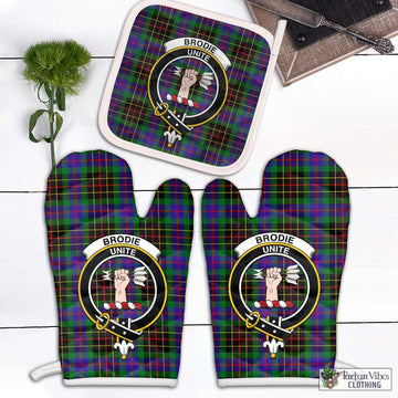 Brodie Hunting Modern Tartan Combo Oven Mitt & Pot-Holder with Family Crest