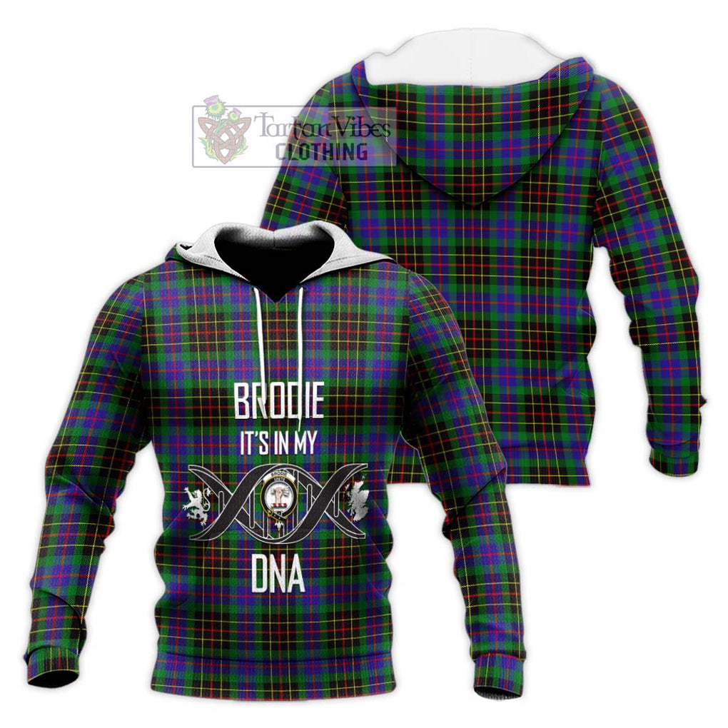 Brodie Hunting Modern Tartan Knitted Hoodie with Family Crest DNA In Me Style Unisex Knitted Pullover Hoodie - Tartanvibesclothing Shop