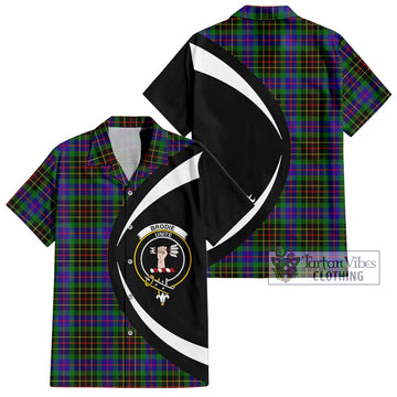 Brodie Hunting Modern Tartan Short Sleeve Button Up with Family Crest Circle Style